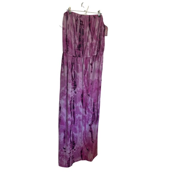 Faded Glory NWT Tie Dye Strapless Maxi Dress Casual Long Pink Purple Sz XXL - Picture 3 of 9